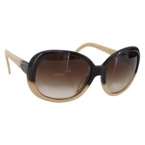 CHANEL Sunglasses plastic Beige CC Auth ka963